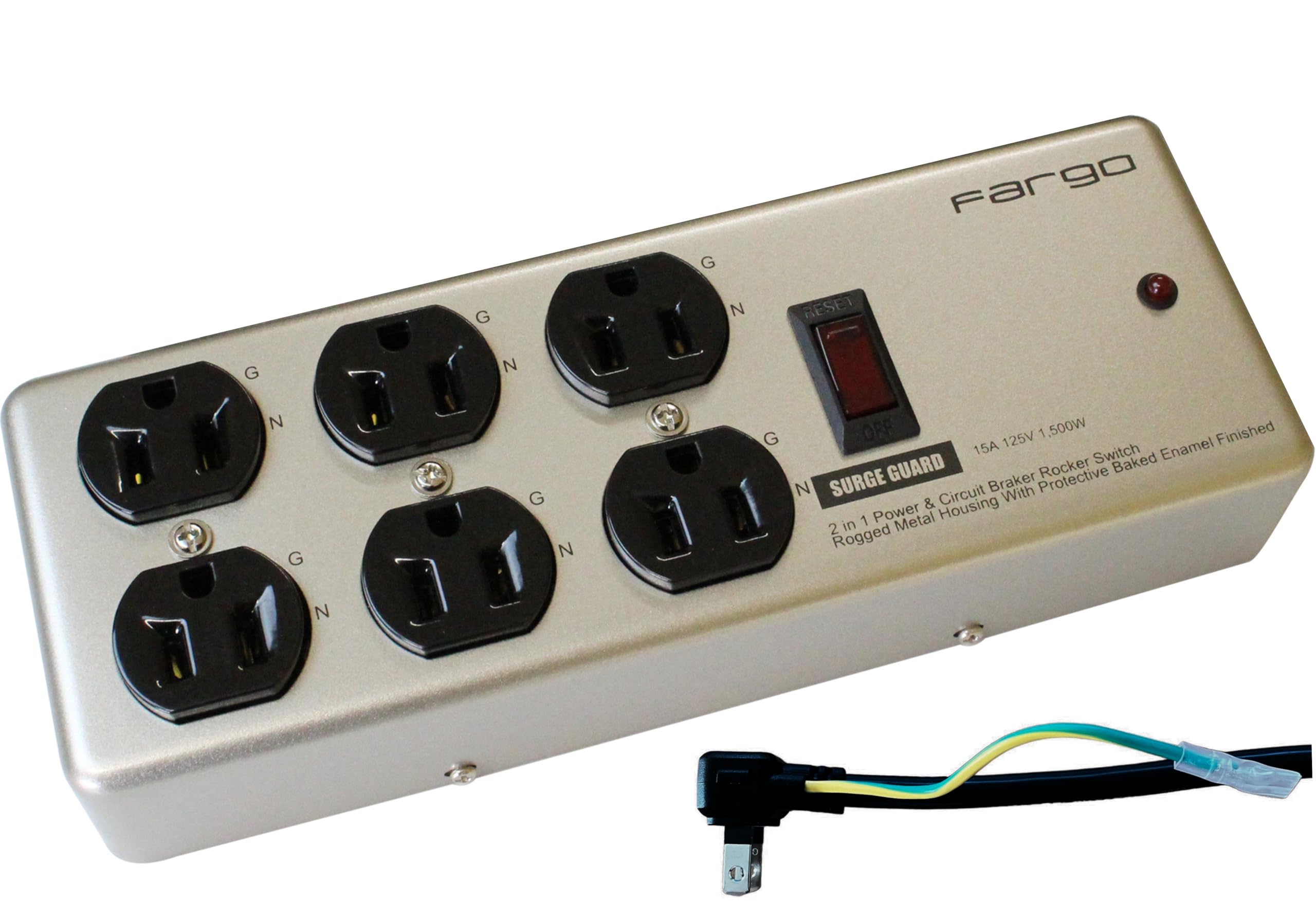 バッファローBUFFALO3ピン電源タップ6個口マグネット雷サージガード5m