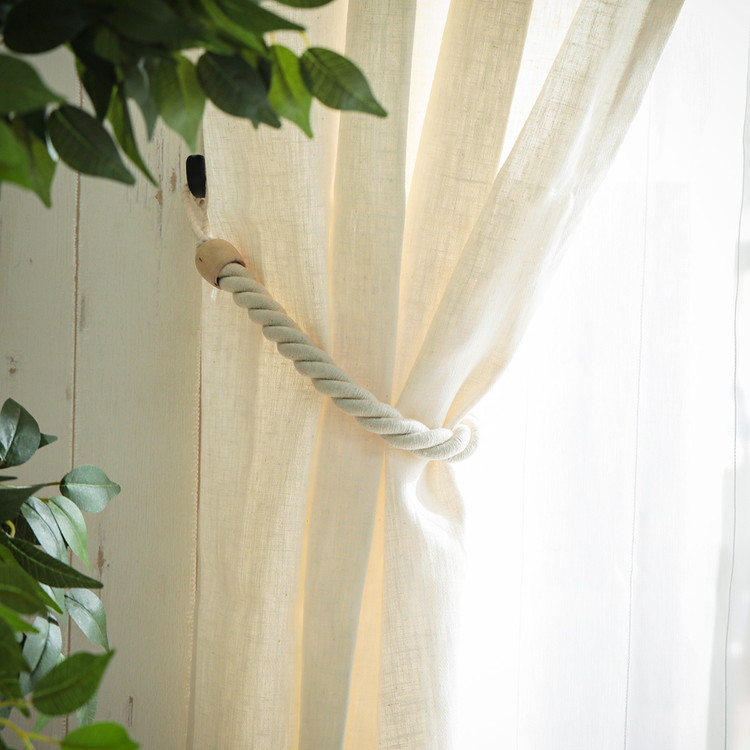 カーテンタッセル 綿 とめ ふさかけ オシャレ カーテンフック ティア ループタッセルカーテンどめ ロープ 北欧 可愛い 約55cm 縄 麻 海外並行輸入正規品 麻