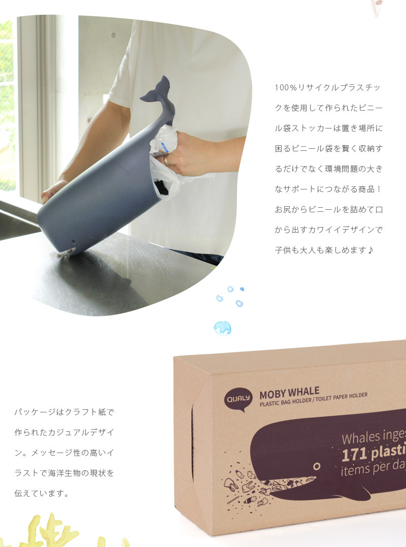 楽天市場 あす楽 メーカー直送 Whale Stocker ホエールストッカー ポリ袋ホルダーレジ袋 ストッカー かわいい ビニール袋 収納 おしゃれ くじら 雑貨 キッチン おもしろ雑貨 グッズ インテリア 整理整頓 Sj らぐー