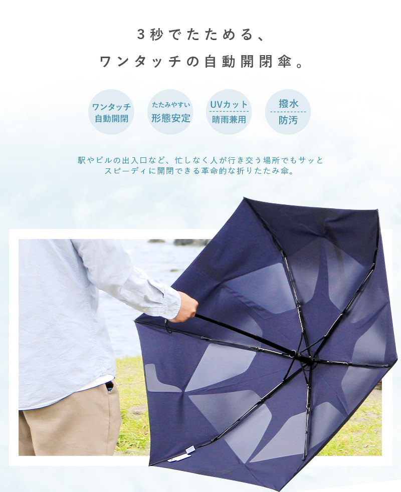 大感謝祭限定 全品P5倍urawaza 3秒で折りたためる自動開閉傘折りたたみ
