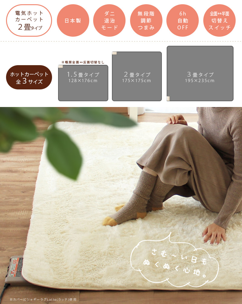 逆輸入 床暖房 足元暖房 暖房 ホットマット 2畳タイプ 足元暖房 本体 2畳 ホットカーペット カバー付 日本製 Zckr 電気マット 電気カーペット 電磁波防止 Zc kr 2畳用カバー付き 電気ホットカーペット 電磁波カット タイマー 面切替 ダニ対策 セット Tsu7585