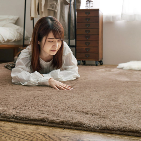 【サイズオーダー】ラグカーペットラックスファー約261×261cm【約4.5畳】オールシーズン無地防炎防ダニ消臭サイズ加工ホットカーペットカバーラグマットじゅうたん絨毯シャギーラグ夏用