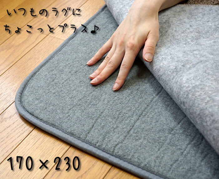 洗える 防音 座蒲団性 170×230 お使い走りのラグカーペットに奥ふかさを足し加える！ 音の大きさUP引っ敷き 約170×230