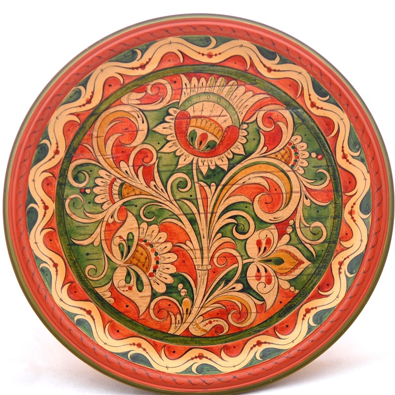 楽天市場】ウクライナ製 美しいペトリキウカ塗木製飾りプレート「春の