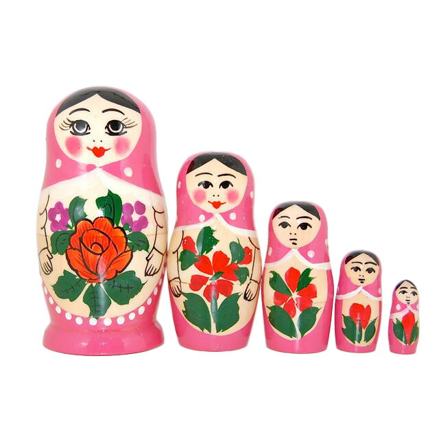 楽天市場】カラフルマトリョーシカ 5個組 レッド×ブルー（ピンクローズ