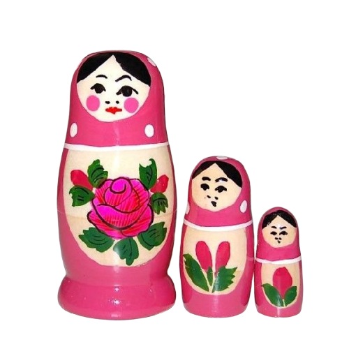 楽天市場 ミニ カラフルロシヤーノチカ 3個組 Color ピンク マトリョーシカ Ruinok2 ルイノク2