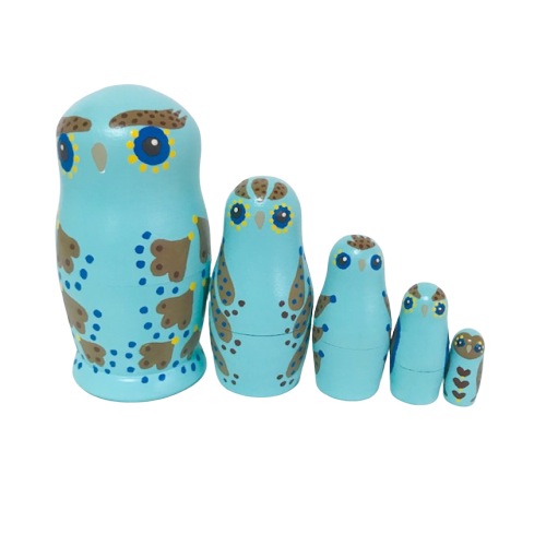 新品　ロシア製 マトリョーシカ 紺色頭巾　11cmサイズ　5体セット 新品 ロシア製 マトリョーシカ 紺色頭巾 11cmサイズ 5体セット