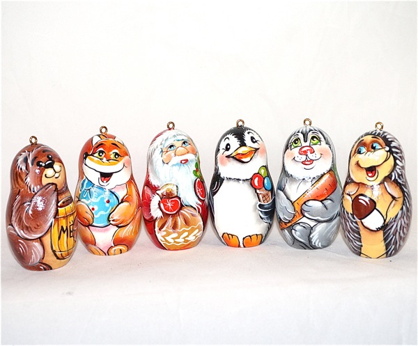 ロシア工芸品クリスマス オーナメント雪の結晶模様の箱入りセット サンタと動物たち オーナメント6個入り マトリョーシカ Kanal9tv Com