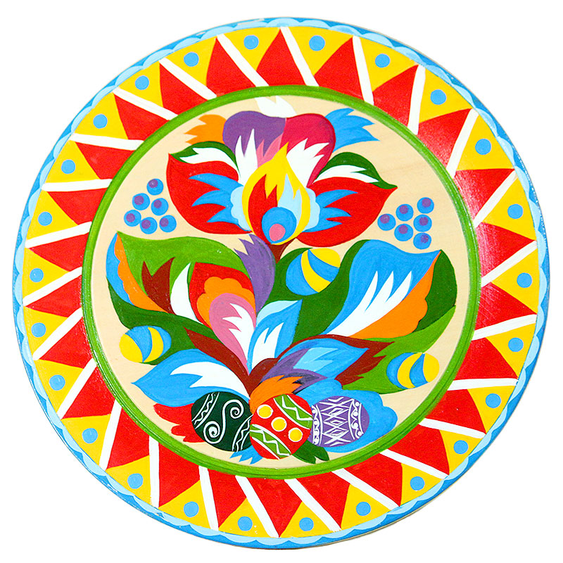 ペトリキウカ塗りのプレート（巨匠ホロベッツ作）40cm 製　手描き ペトリキウカ塗りのプレート（巨匠ホロベッツ作）40cm ウクライナ製