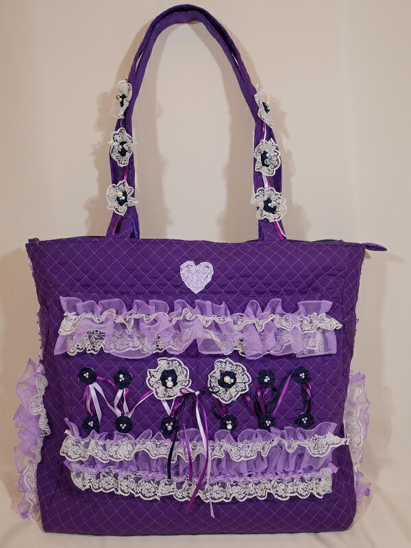 楽天市場 Bigお稽古バッグ パープルno 1 宝塚 楽屋 ハンドメイド かわいい おしゃれ バレエ トートバッグ キラキラ ｆａｉｒｙ 葦笛