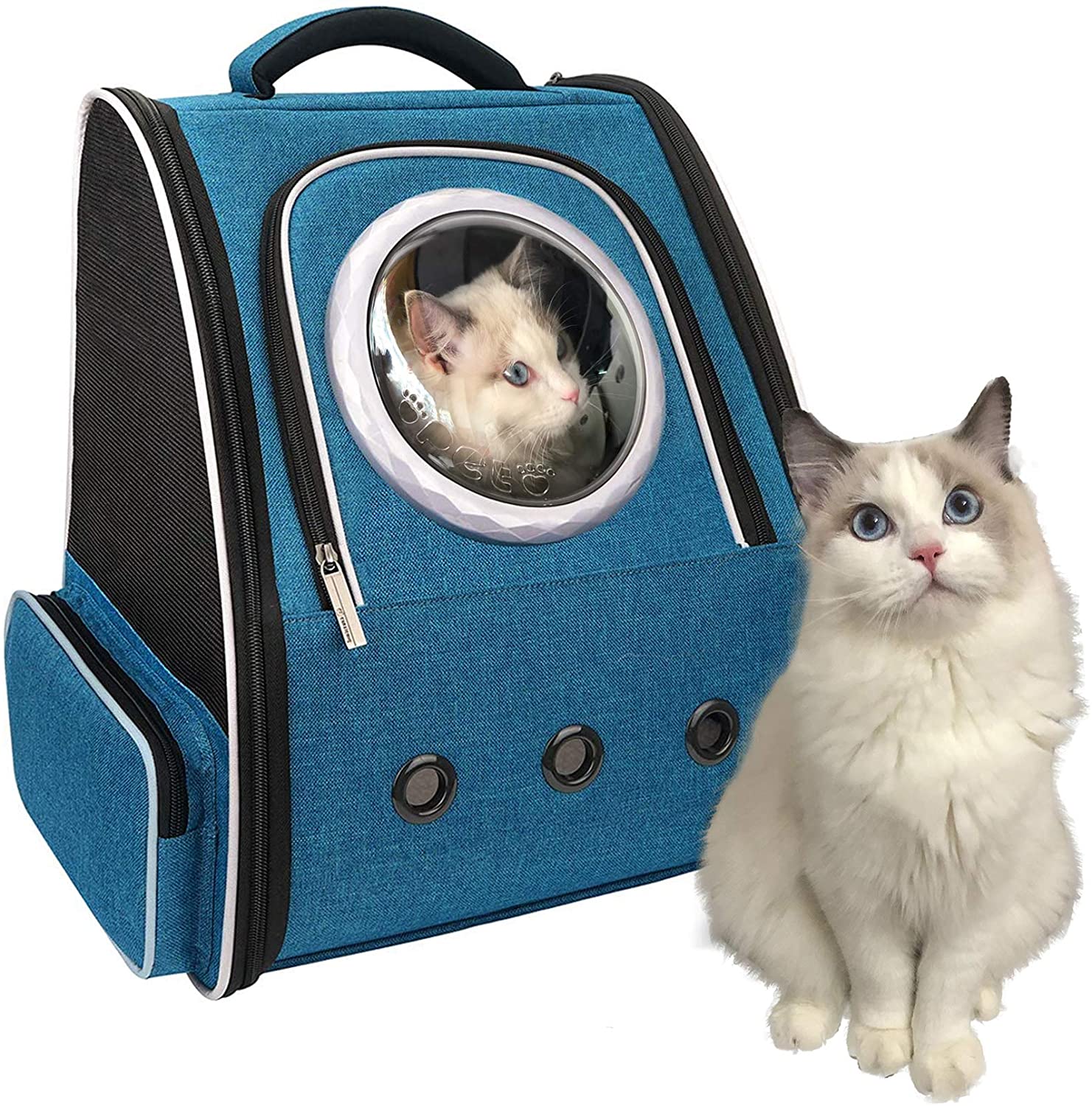 Rumay 2021アップグレード版 ペット リュック ポータブルペットキャリーバッグ 猫バッグ 犬キャリーリュック 宇宙船型 通気性 安定性 折り畳み 収納 犬 猫 小動物適用 旅行 通院 散歩 電車移動 避難用 ダークブルー Fitzfishponds Com