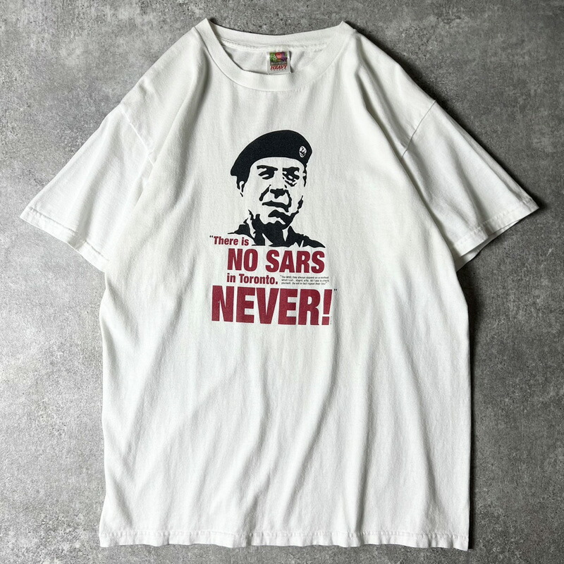 00s サダム フセイン SARS メッセージ プリント 半袖 Tシャツ L / 00年代 オールド 白 ホワイト 【中古】 古着 アメリカ古着 USED ユーズド 中古 VINTAGE US古着 アメカジ