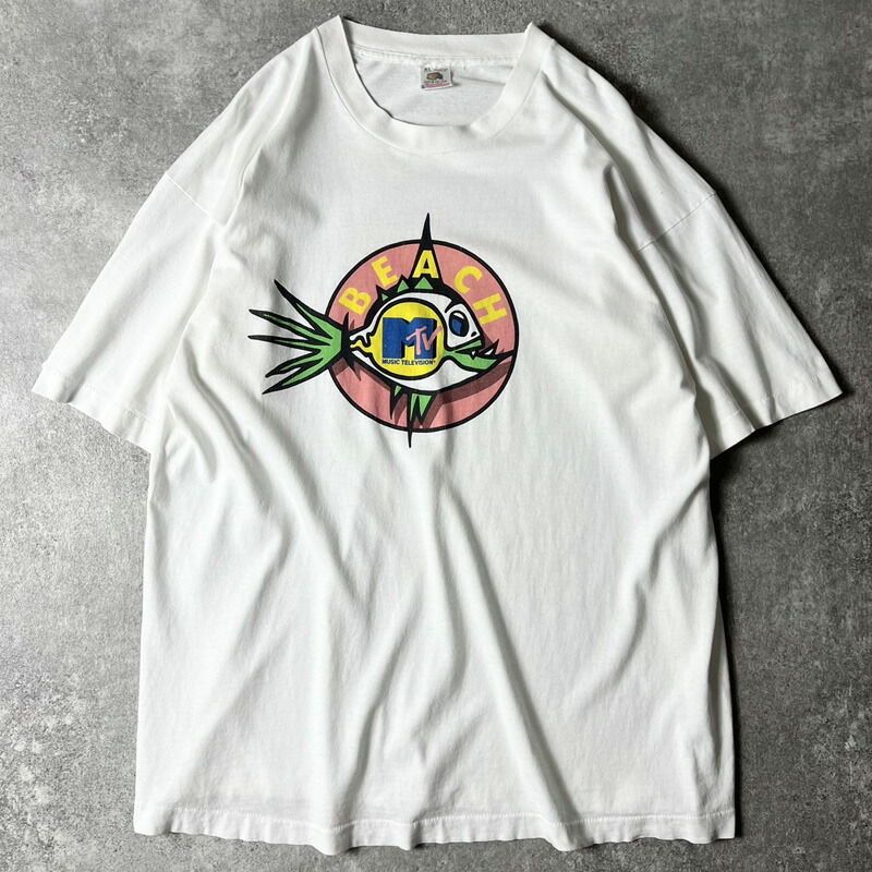 90s USA製 MTV X BUFFALINO 両面 企業 ロゴ プリント 半袖 Tシャツ XL / 90年代 オールド シングル ステッチ ホワイト 企業物 テレビ 【中古】 古着 アメリカ古着 USED ユーズド 中古 VINTAGE US古着 アメカジ｜US古着 RUMRAGE 店