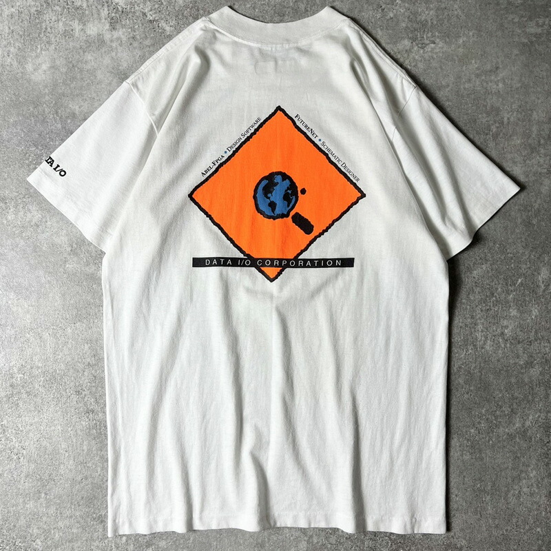 90s USA製 DATA I/O 両面 企業 ロゴ プリント 半袖 Tシャツ L / 90年代 アメリカ製 オールド 企業物 シングル 【中古】 古着 アメリカ古着 USED ユーズド 中古 VINTAGE US古着 アメカジ