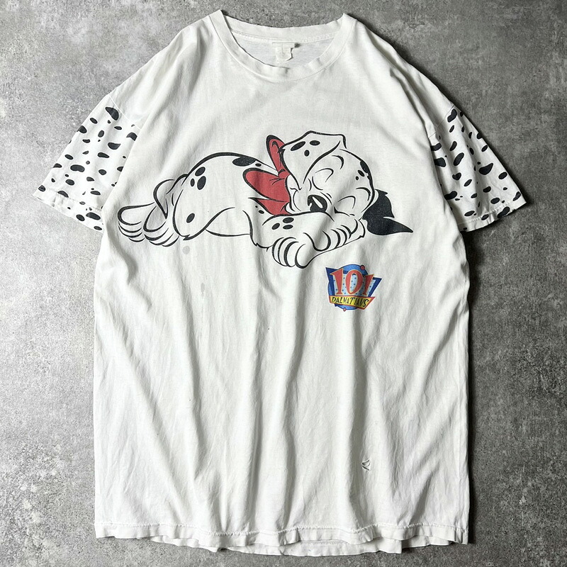 雰囲気系 90s USA製 101匹わんちゃん プリント 半袖 Tシャツ / 90年代 アメリカ製 オールド キャラクター 【中古】 古着 アメリカ古着 USED ユーズド 中古 VINTAGE US古着 アメカジ