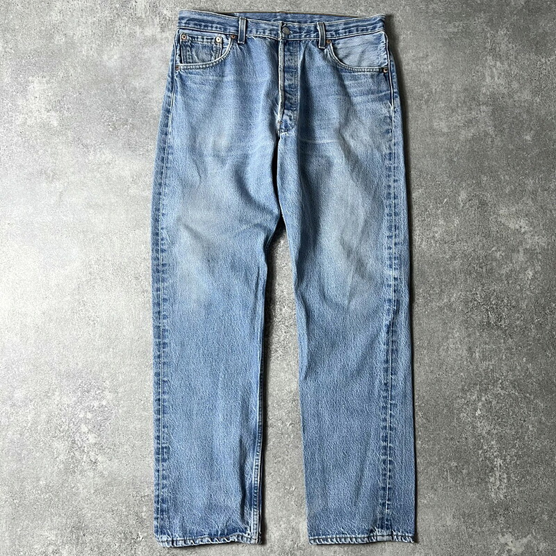 90s USA製 Levis 501 ストレート デニム パンツ 36 32 / 90年代 アメリカ製 オールド リーバイス ジーンズ ジーパン 脇割り 【中古】 古着 アメリカ古着 USED ユーズド 中古 VINTAGE US古着 アメカジ