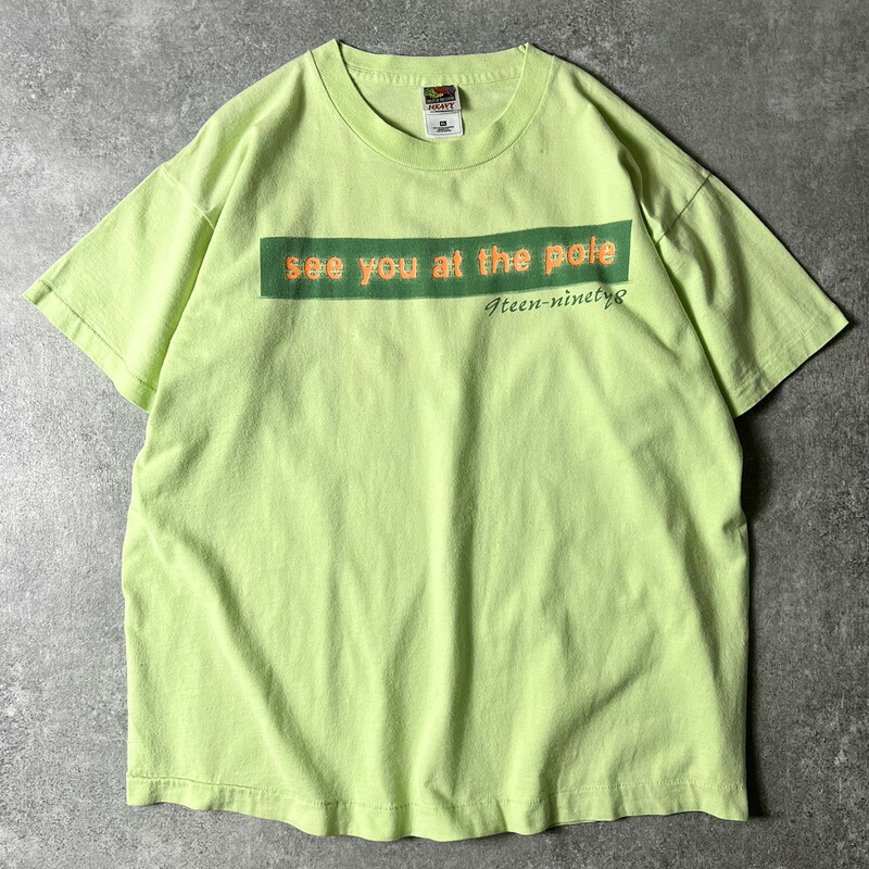 90s USA製 1998 SYATP カレッジ プリント 半袖 Tシャツ XL / 90年代 アメリカ製 オールド シングル ライム グリーン 【中古】 古着 アメリカ古着 USED ユーズド 中古 VINTAGE US古着 アメカジ