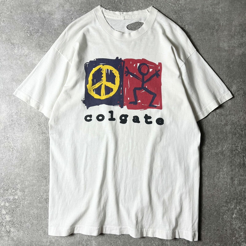 雰囲気系 90s ピースマーク アート プリント 半袖 Tシャツ / 90年代 オールド シングル ステッチ ホワイト 【中古】 古着 アメリカ古着 USED ユーズド 中古 VINTAGE US古着 アメカジ