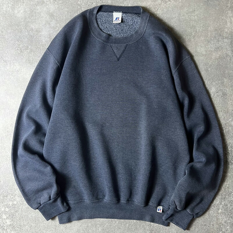 00s RUSSELL 無地 前V スウェット トレーナー L / 00年代 オールド ラッセル 裏起毛 ネイビー 紺 スエット 【中古】 古着 アメリカ古着 USED ユーズド 中古 VINTAGE US古着 アメカジ