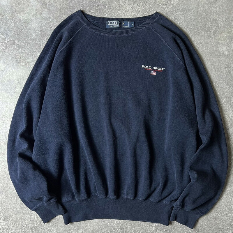 古着 90's ラルフローレン ニット セーター ブラック　刺繍 POLO RALPH LAUREN ポロ・ラルフローレン ポニー刺繍 ケーブル