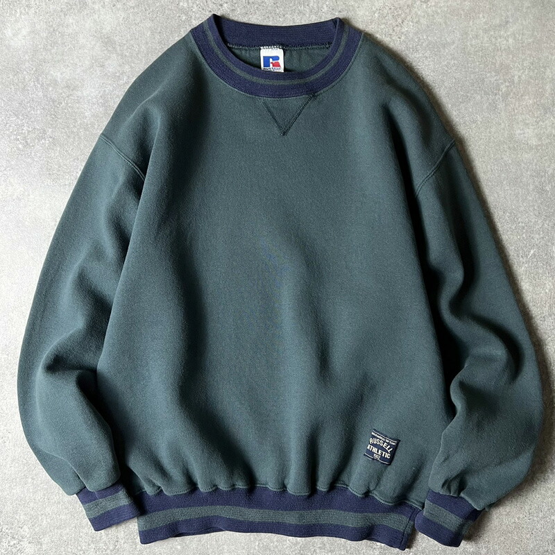 90s USA製 RUSSELL 前V リブライン スウェット トレーナー M / 90年代 アメリカ製 オールド ラッセル 裏起毛 スエット グリーン 【中古】 古着 アメリカ古着 USED ユーズド 中古 VINTAGE US古着 アメカジ 11,880円