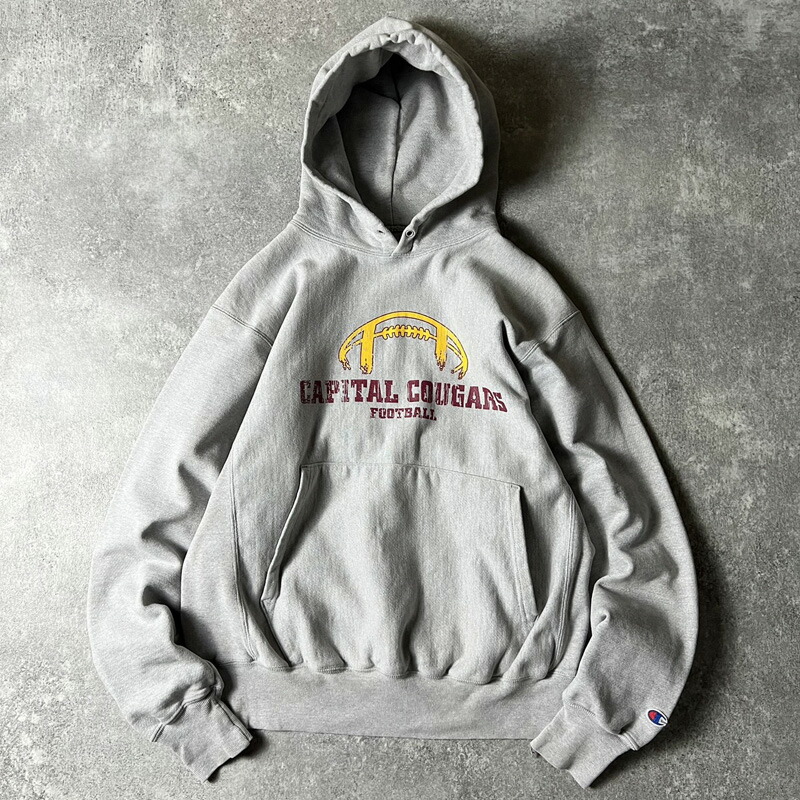 古着 00s チャンピオン プレミアム リバースウィーブ 企業ロゴ 刺繍 黄色 中古・古着通販】Champion REVERSE WEAVE (チャンピオン