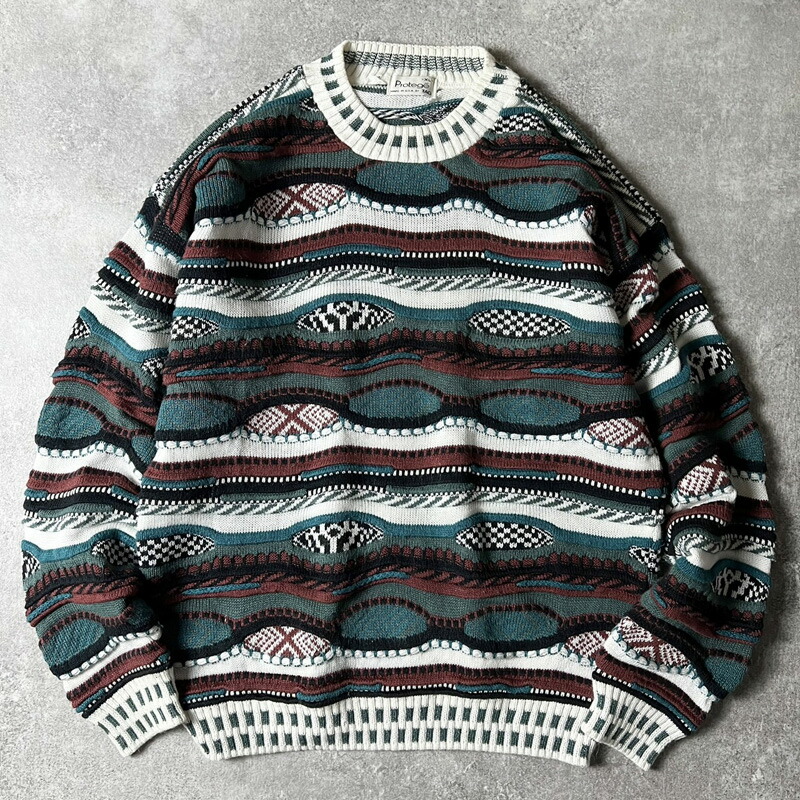 楽天市場】90s USA製 CAMPUS 総柄 3D 立体編み アクリル ニット