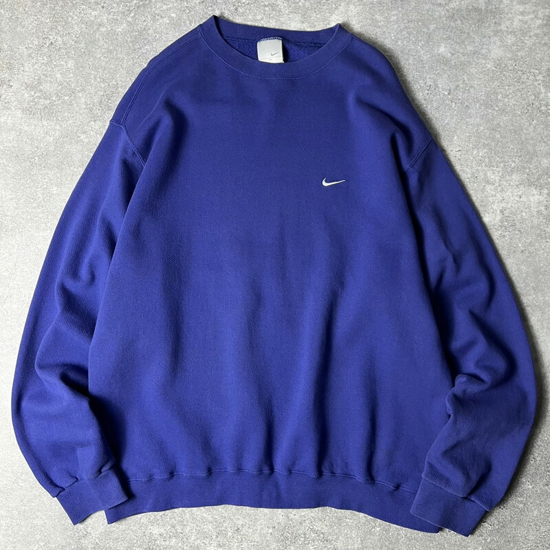 #561 NIKE クルーネック　スエット　ブルー　刺繍　L 古着 アメリカ企画 新品 NIKE ナイキ スウェット 紺系【L】ワン