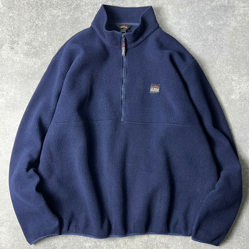 古着 フリースジャケット ニット エルエルビーン 90s L.L.bean USA製 フリースジャケット XL 青 エルエルビーン