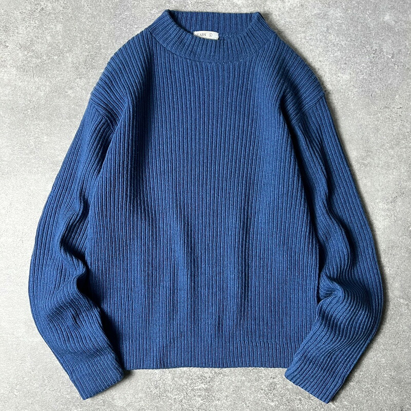 70s Sears Sportswear 無地 モックネック アクリル ニット セーター L / 70年代 シアーズ ブルー 青 【中古】 古着 アメリカ古着 USED ユーズド 中古 VINTAGE US古着 アメカジ｜US古着 RUMRAGE 店
