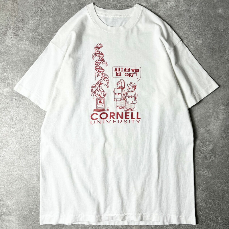 90s Apple Macintosh カレッジ ジョーク イラスト プリント 半袖 Tシャツ / 90年代 オールド シングル アップル マッキントッシュ 【中古】 古着 アメリカ古着 USED ユーズド 中古 VINTAGE US古着 アメカジ