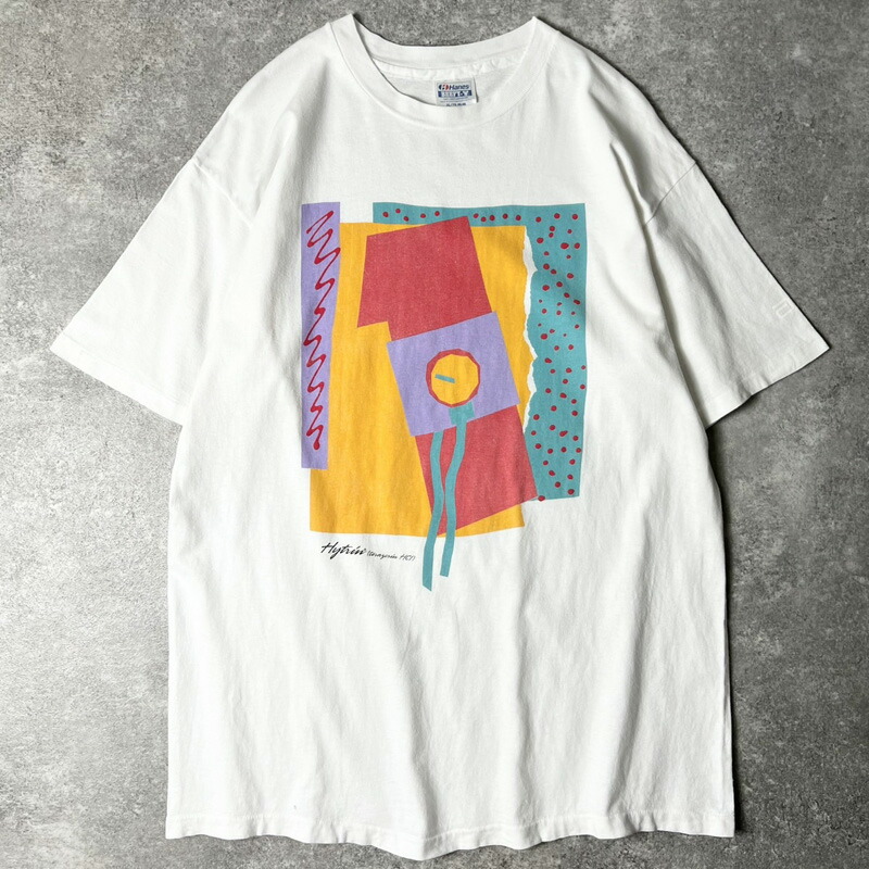 90s USA製 アート プリント 半袖 Tシャツ XL / 90年代 アメリカ製 オールド キャラクター シングル ステッチ ホワイト 白 【中古】 古着 アメリカ古着 USED ユーズド 中古 VINTAGE US古着 アメカジ