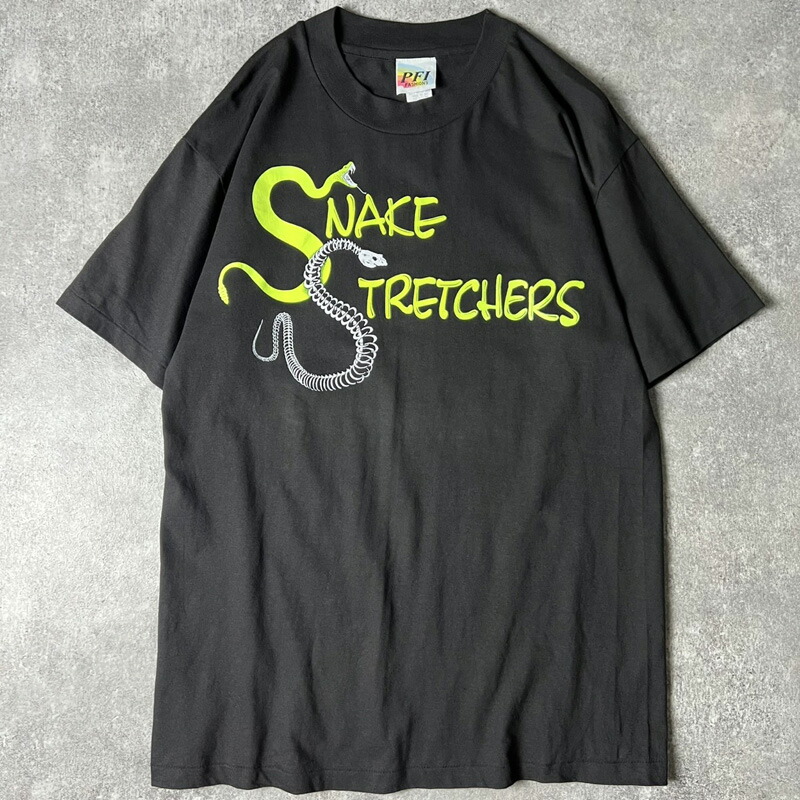 90s スネーク プリント 半袖 Tシャツ M / 90年代 オールド ブラック 黒 アニマル ヘビ 蛇 シングル ステッチ 【中古】 古着 アメリカ古着 USED ユーズド 中古 VINTAGE US古着 アメカジ