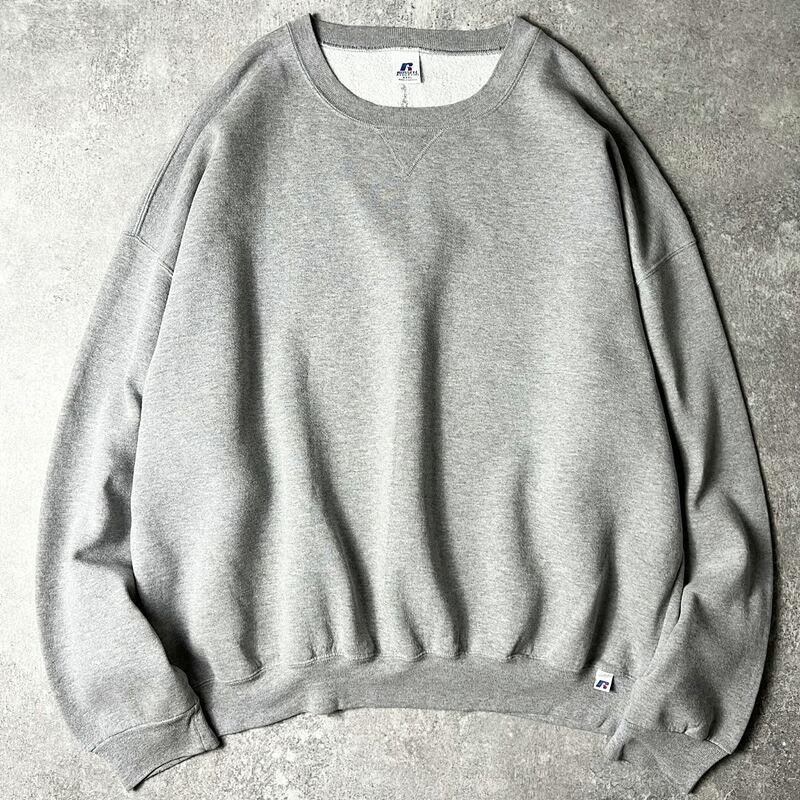 00s RUSSELL 無地 前V 流汗 調教師 XXXL / 00日付け 年寄りの ラッセル 裏起毛 霜降り 薄墨色 流汗 【中古】 古着 亜米利加古着 USED ユーズド 中古 VINTAGE US古着 アメカジ