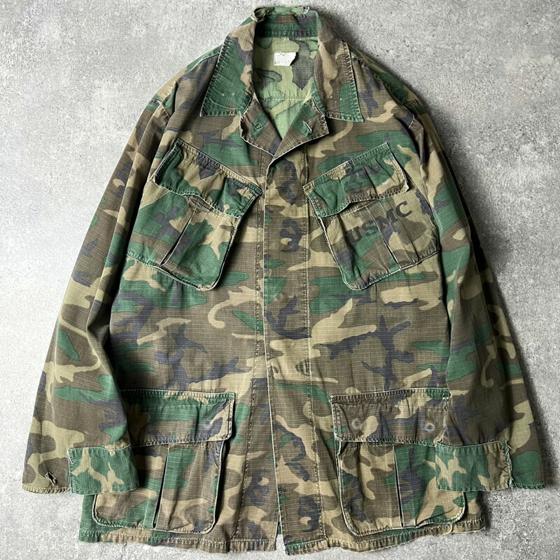 60s USMC 米軍 グリーンリーフカモ ジャングルファティーグ ジャケット 60s 米軍 USMC ERDL グリーンリーフカモ ジャングルファティーグ