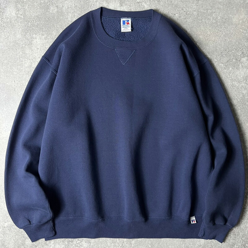 ラッセル USA製 スウェット 無地 刺繍 裏起毛 ブルー L 楽天市場】90s USA製 RUSSELL 無地 前V スウェット トレーナー L