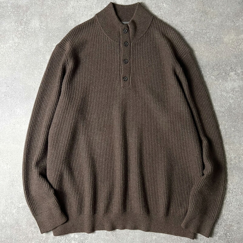 BANANA REPUBLIC ハイネック ウール コットン ニット セーター XXL / バナナリパブリック ヘンリーネック ブラウン バナリパ 【中古】 古着 アメリカ古着 USED ユーズド 中古 VINTAGE US古着 アメカジ