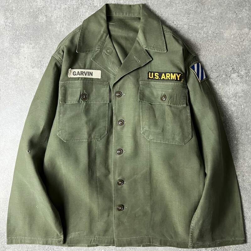 アメリカ軍 OG107 初期型 筒袖 ユーティリティシャツ コットンサテン MILITARY 実物 新品 デッドストック 米軍 OG-107 コットンサテン
