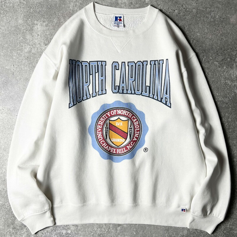 90s USA製 RUSSELL 2段 カレッジ プリント スウェット トレーナー XL / 90年代 アメリカ製 オールド ラッセル ホワイト 白 【中古】 古着 アメリカ古着 USED ユーズド 中古 VINTAGE US古着 アメカジ
