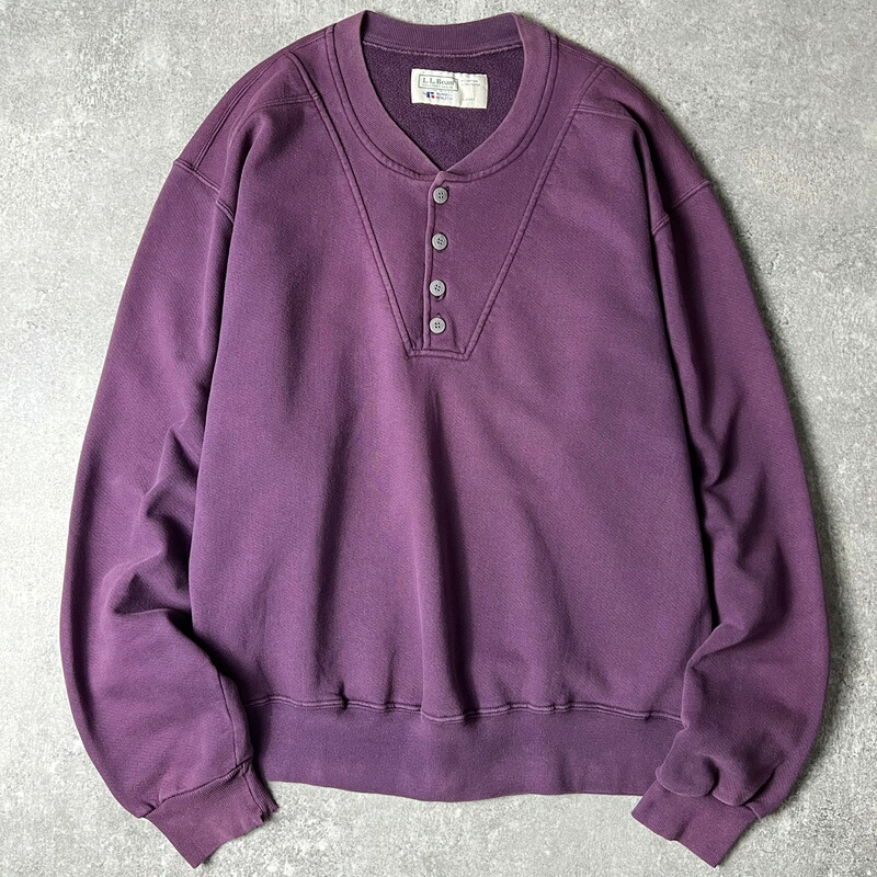 雰囲気系 80s 90s USA製 LLBean RUSSELL 別注 ヘンリ―ネック スウェット トレーナー L / 80年代 90年代 アメリカ製 オールド ラッセル 裏起毛 【中古】 古着 アメリカ古着 USED ユーズド 中古 VINTAGE US古着 アメカジ