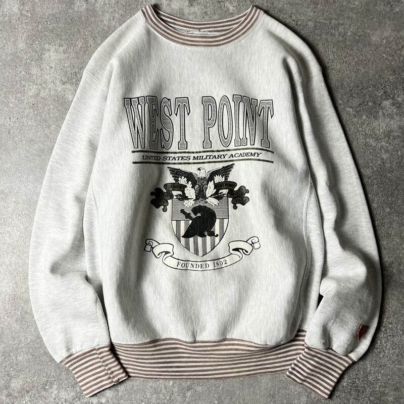 90s USA製 WEST POINT ロゴ プリント リブライン RWタイプ スウェット トレーナー S / 90年代 アメリカ製 USMA リバース 陸軍 ミリタリー 【中古】 古着 アメリカ古着 USED ユーズド 中古 VINTAGE US古着 アメカジ