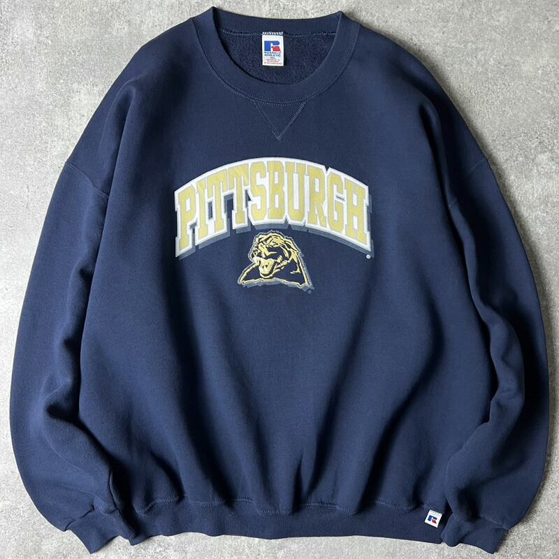 楽天市場】00s RUSSELL 3段 カレッジ プリント 前V スウェット