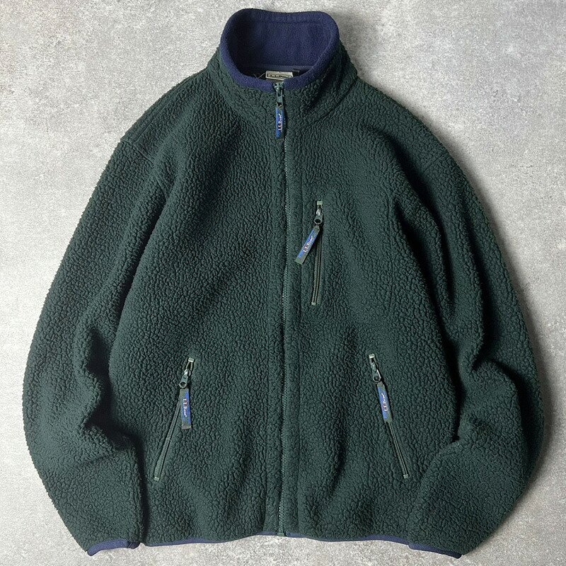 90s LLBean フルジップ パイル フリース ジャケット / 90年代 エルエルビーン オールド グリーン カタディン 【中古】 古着 アメリカ古着 USED ユーズド 中古 VINTAGE US古着 アメカジ｜US古着 RUMRAGE 店
