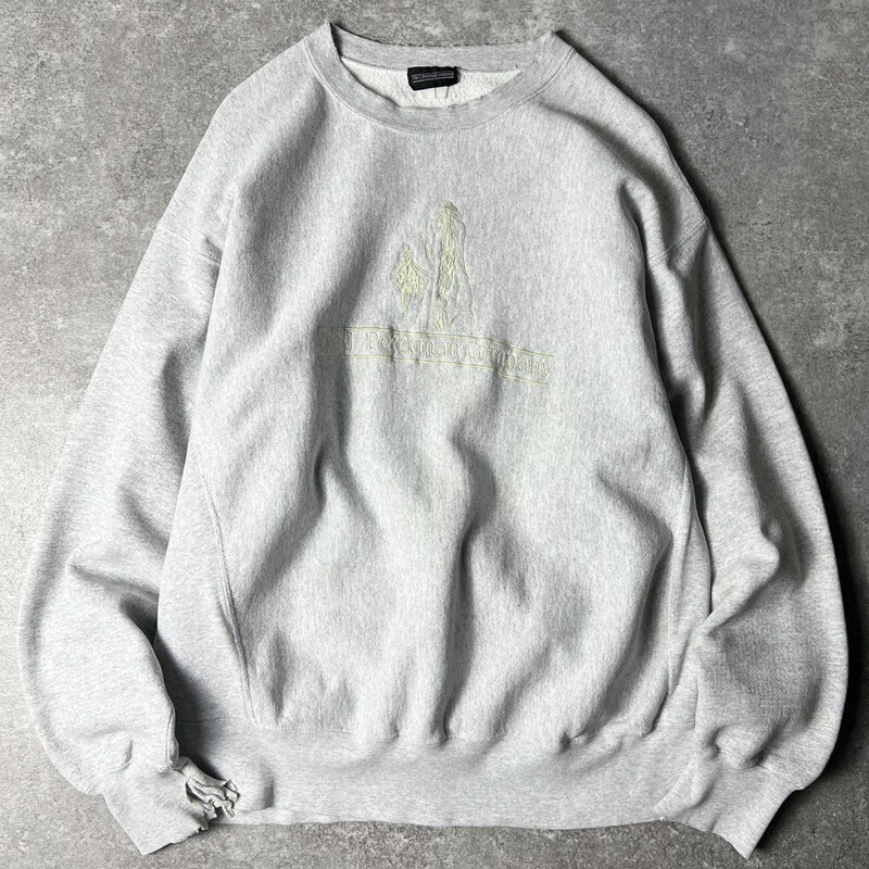 90s The J.Peterman Company ビッグ ロゴ 刺繍 RWタイプ スウェット トレーナー / 90年代 オールド リバース 企業 グレー 【中古】 古着 アメリカ古着 USED ユーズド 中古 VINTAGE US古着 アメカジ