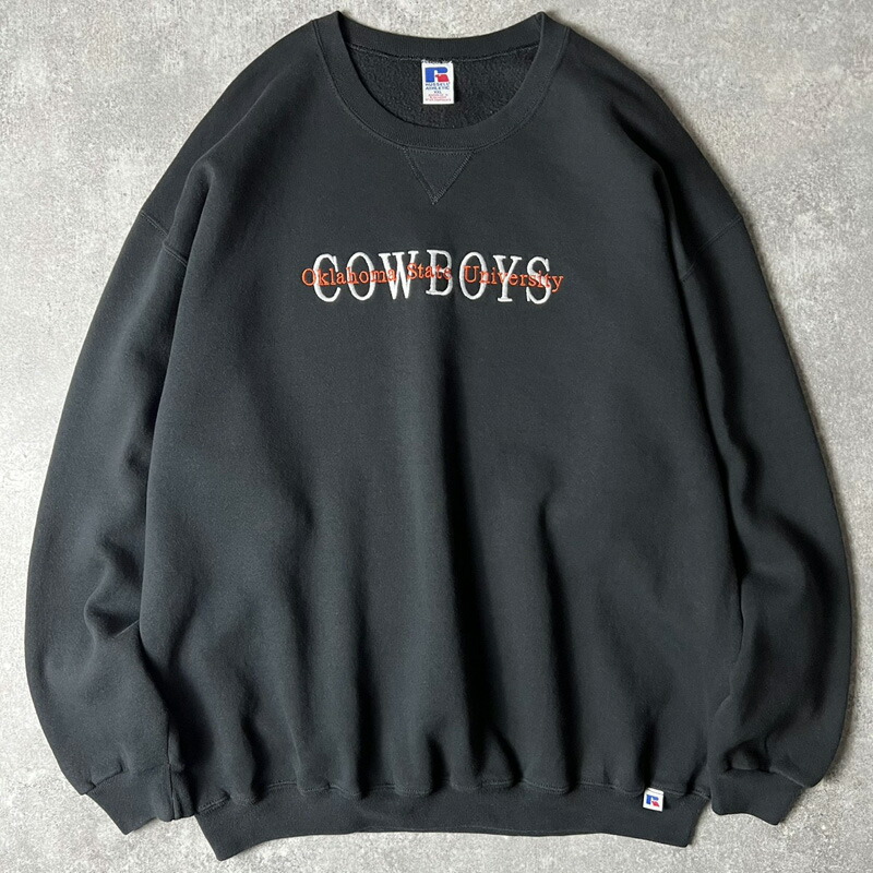 90s RUSSELL 単科大学 ロゴタイプ 刺しゅう 汗水 調教師 XXL / 90年月日 年寄りの ラッセル 黒いこと 黒 汗水 裏起毛 【中古】 古着 亜米利加古着 USED ユーズド 中古 VINTAGE US古着 アメカジ