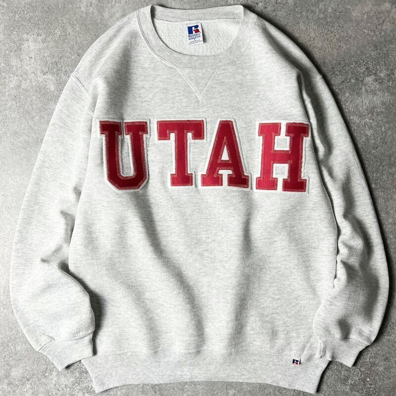 90s USA製 RUSSELL 単科大学 継ぎ切れ 刺しゅう 汗水 調教師 L / 90年月日 亜米利加製 年寄りの ラッセル 薄墨色 汗水 【中古】 古着 亜米利加古着 USED ユーズド 中古 VINTAGE US古着 アメカジ