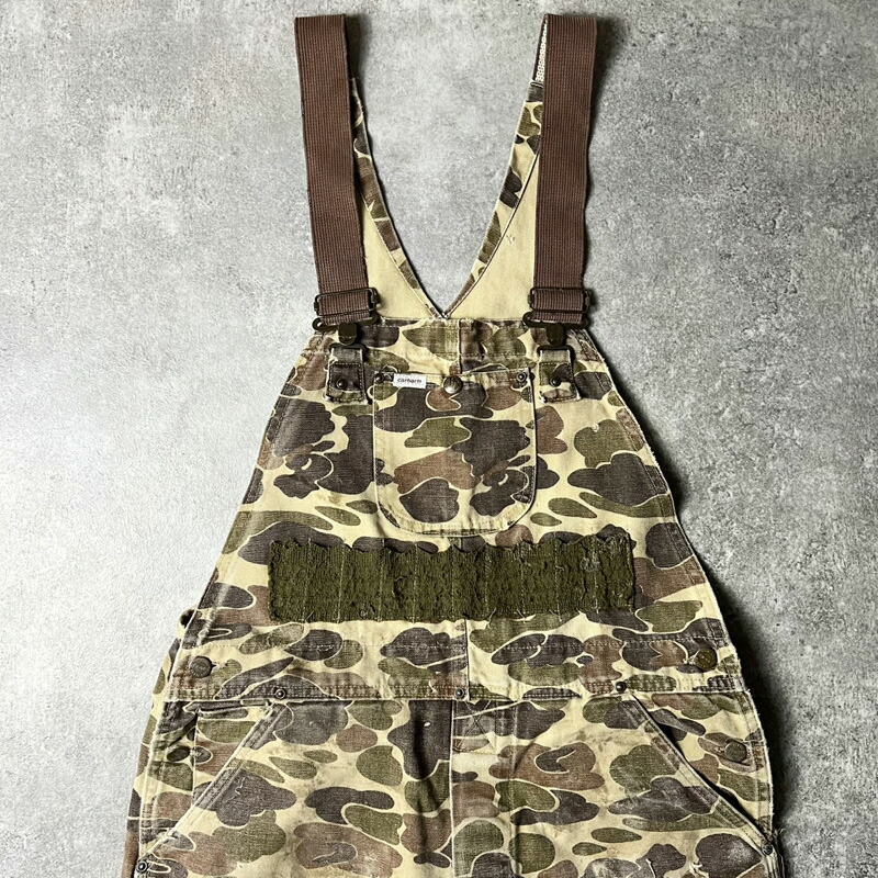 100周年記念 80s USA製 Carhartt ダックハンター カモ ダブルニー ダック オーバーオール パンツ 35 29 / 80年代 アメリカ製 ビンテージ カーハート 迷彩 襤褸 【中古】 古着 アメリカ古着 USED ユーズド 中古 VINTAGE US古着 アメカジ