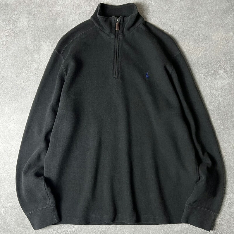 楽天市場】90s POLO RALPH LAUREN ハーフジップ プルオーバー リブ編み
