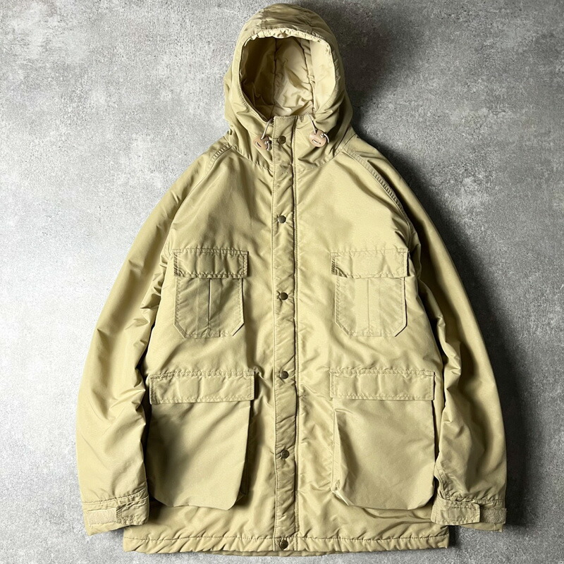80s USA製 LLBean 中綿入り口・入口 ナイロン お山 パーカー 上衣 / 80年月日 亜米利加製 ビンテージ マンパ 前掛け カーキ ベージュ 【中古】 古着 亜米利加古着 USED ユーズド 中古 VINTAGE US古着 アメカジ
