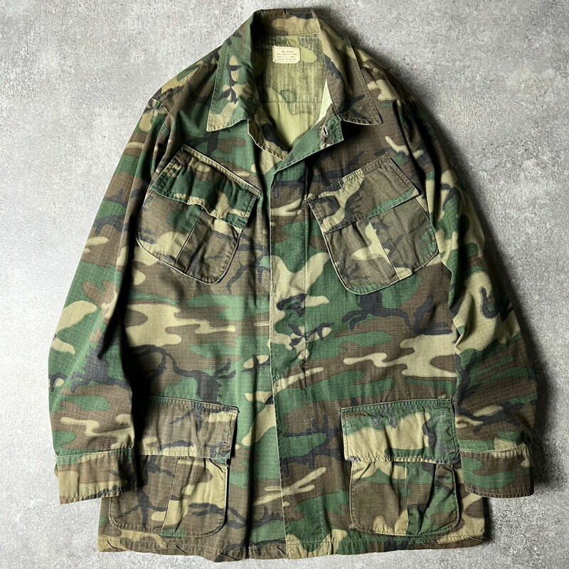 70s US ARMY 米軍実物 4th ERDL 緑であること岩礁 家鴨 ジャングルファティーグ 上衣 S-R / 70年月日 ビンテージ ミリタリー 擬装 擬装柄 【中古】 古着 亜米利加古着 USED ユーズド 中古 VINTAGE US古着 アメカジ
